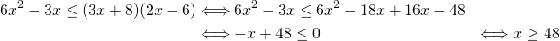 Mathplace quicklatex.com-0d203e6f9e344cc859f69284dd0f0389_l3 Exercice 10 : inéquation  