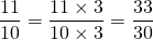 Mathplace quicklatex.com-869e4c189f120c517e7a77cb15a21cad_l3 Exercice 2 : Ecrire une fraction avec 30 au dénominateur  
