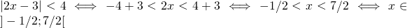 Mathplace quicklatex.com-a65448521154f73c38b7958b79bc1b4b_l3 Méthode 11 : Résolution de l’inéquation du type |x-b| < a (resp. |x-b| ≤ a)  
